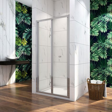 800mm Bi Fold Shower Enclosure Inwards opening, Space Saving Shower Door (1/4)