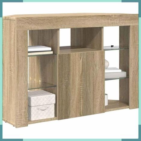 889787 Meuble TV LED d'Angle Montage mural Chêne Sonoma 100x40x68cm (1/5)