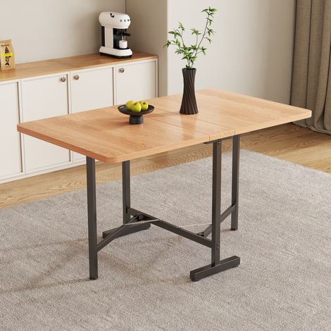 Ausziehbarer Tisch 120 x 80 cm, klappbar und verstaubar, MDF, Naturfarbe HAVRYA (1/5)