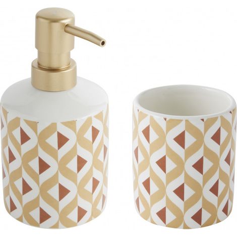 Set salle de bain 2 pièces distributeur céramique marron