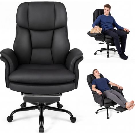 Chaise de Bureau Ergonomique, Fauteuil de Bureau Inclinable avec Accoudoirs Réglables 5 Niveaux, Hauteur Réglable, 5 Roulettes, Charge 150 kg, Noir (1/5)