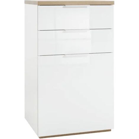 Madia Mundi 1 anta e 2 cassetti bianco laccato cm 60x50x102h