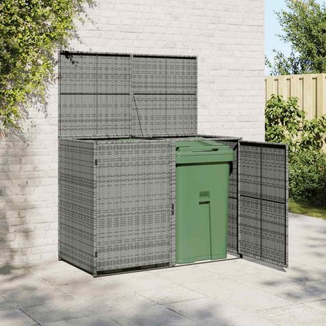 Mülltonnenbox für 2 Tonnen Poly Rattan Anthrazit 148×77×111 cm (1/5)