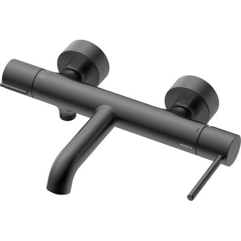 Avapax Robinet de baignoire mural - Gris anthracite mat - Mitigeur monocommande - Inverseur - Laiton