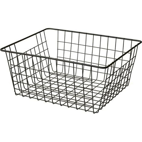 Panier de rangement - JUANIO - Lot de 2 - Métal noir - 28×22×12 cm - Intérieur (salle de bain/chambre) (1/3)
