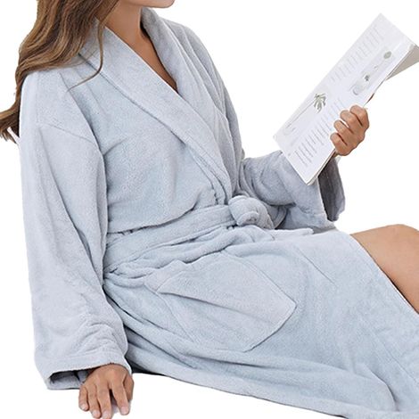 Unisex-Bademantel, langer, dicker Fleece-Plüsch-Spa-Bademantel für Zuhause und Schönheitssalon mit hoher Wasseraufnahme (1/5)
