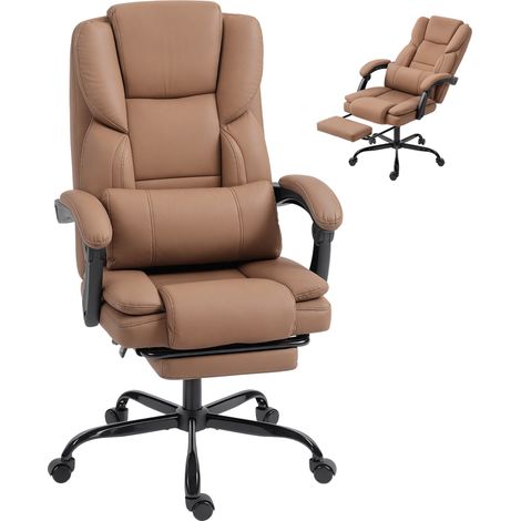 Chaise de bureau ergonomique, chaise de bureau avec dossier inclinable, hauteur réglable, 65 x 67 x 111-119 cm, marron (1/5)