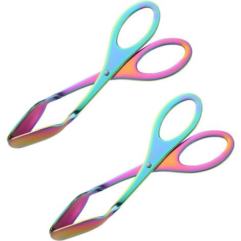 Pinces à pain, pinces de cuisine en acier inoxydable, pinces à barbecue pour pâtes, viande, apéritifs, pâtisseries, steaks, outils de cuisson (2 pièces, couleur) (1/5)