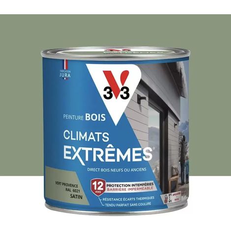 Peinture bois V33 Climats Extrêmes Satin Vert provence 0,5 L (1/3)