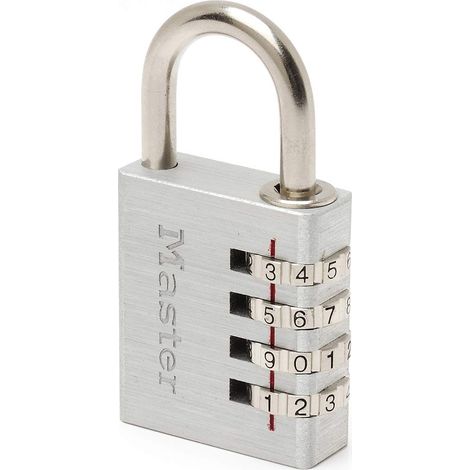 Master Lock 7640EURD Lucchetto con Combinazione in alluminio, Grigio, 4 x 7.8 x 1.5 cm
