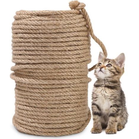 Corde à griffer - heuchaey - 50m x 6mm - Sisal Naturel - Pour Chats - Intérieur (1/4)