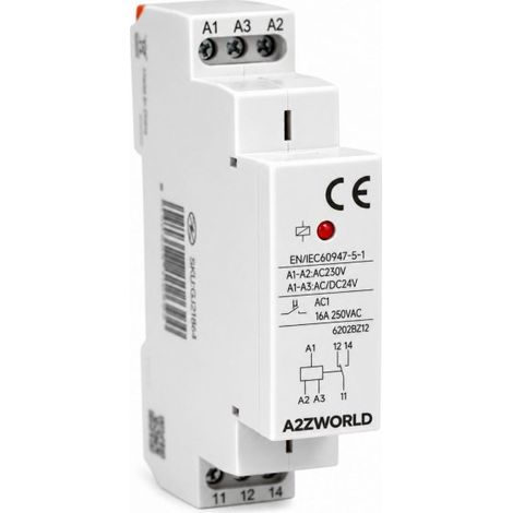 Relè Intermedio Modulare AC230V AC/DC24V, per Guida DIN, Indicatore LED, 1 Modulo, Contatti SPDT, per Automazione Quadri Elettrici (16A)