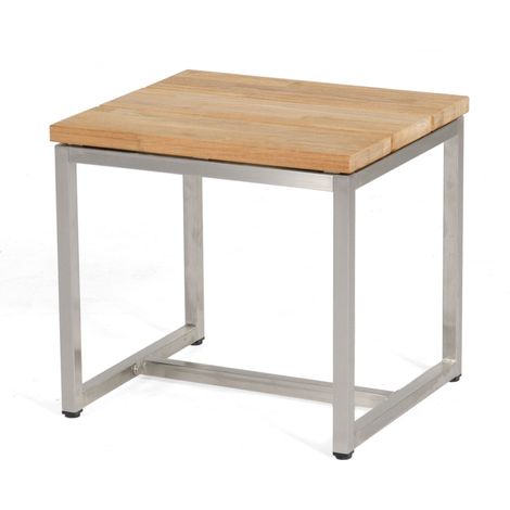 Beistelltisch/Sitzhocker Skyline Edelsta hl/Teak B/T/H 50/45/46 SonnenPartner