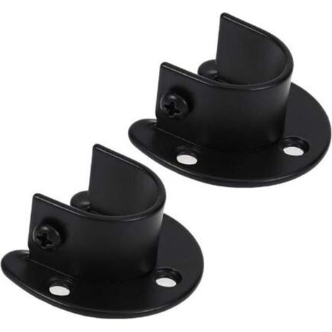 Set aus 2 mattschwarzen Duschstangen aus Edelstahl mit Sitzabdeckung und Flansch sowie Befestigungsschrauben.
