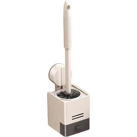 Juego de escobilla y soporte para inodoro, escobilla de baño de pared con ventosa y almacenamiento integrado, apta para superficies lisas como azulejos o vidrio. (1/5)