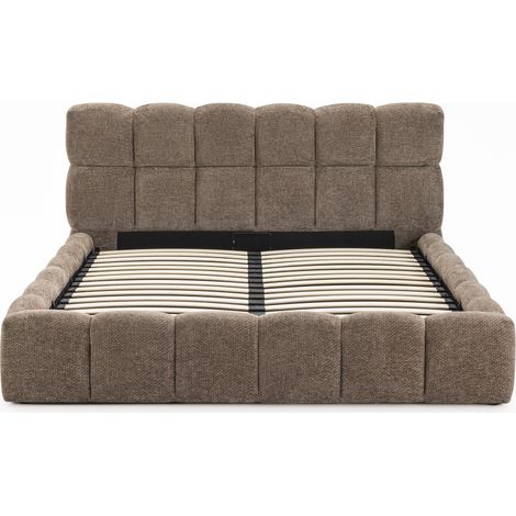 Lit coffre en tissu 160x200cm - Taupe - Romy (1/5)
