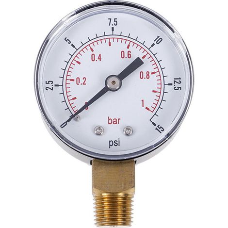 Lot de manomètres ordinaires pour carburant et eau, manomètre basse pression, 50 mm, 0-15 PSI, 0-1 bar, filetage 1/4 BS (1/5)