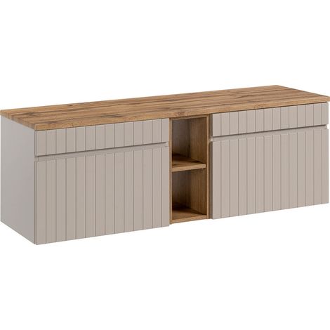 Mueble bajo lavabo 140 cm 2 nichos Zelie Cachemira y madera (1/4)