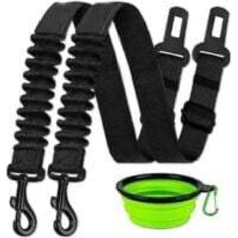 Ceinture de sécurité pour chien, ensemble de 3 pièces, ceinture de sécurité rétractable pour voiture, ceinture de sécurité réglable pour animaux de compagnie, gamelle pour chien (1/5)