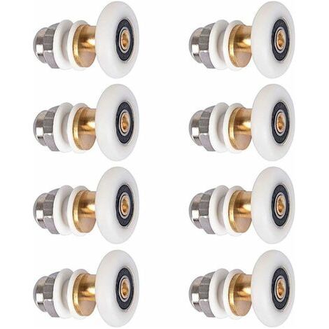 EASYCOMFORT Roulette Porte Douche, Roulettes de Porte Coulissante Cabine de Douche Porte Poulies Roue de Rechange pour Rouleau avec Diamètre de Roues 27mm, 8 Pièces (1/4)