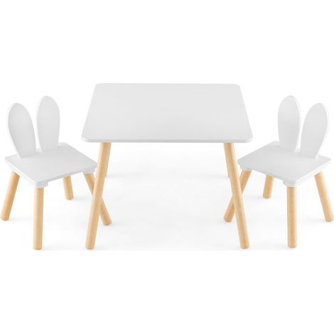 Conjunto de 1 mesa y 2 sillas infantiles 62 x 60 x 43 cm diseño ergonómico para comer y jugar diseño atractivo MDF blanco 200019122 (1/2)