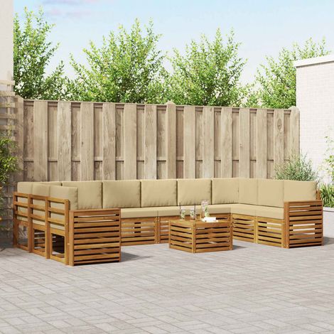 vidaXL Outdoor-Sofagarnitur 11 pcs Natur und Beige Massivholz Akazie (1/5)