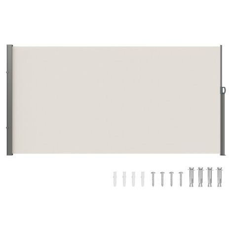 Seitenmarkise 180 x 350 cm Seitenwandmarkise aus 180 g/m² Polyestergewebe mit PU-Beschichtung Markise einziehbarer Griff mit Federmechanismus Sichtschutz Blickschutz für Balkone Innenhöfe Beige (1/5)