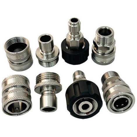 Nettoyeur Haute Pression Accessoires, 8pcs Connecteur Rapide Tuyau à Haute Pression Kit,Connecte Canon Lance et Tuyau Métrique，Raccord M22-14mm，M22 3/8" Connexion Rapide 3/4" Déconnexion (1/5)