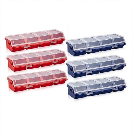 Boîte de rangement pour vis (lot de 6) avec couvercles et 4 compartiments. (1/5)