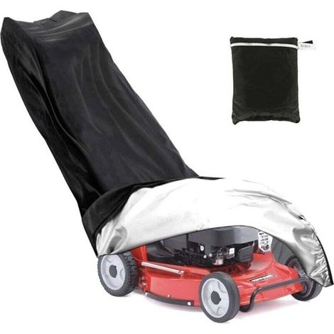 Housse de tondeuse à gazon 210D en polyester pour tondeuse, avec cordon de serrage et sac de rangement (1,9 m 0,6 m x 1,1 m) (1/4)