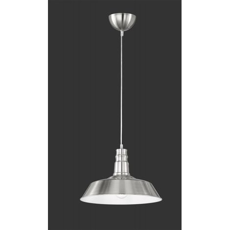 Retro Pendelleuchte WILL Lampenschirm Metall Silber, Ø 36cm