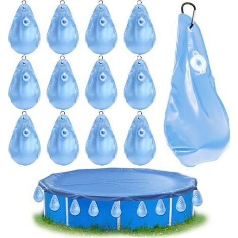 Sacs de lest pour couverture d’hiver de piscine – Lot de 12 pièces, sacs suspendus et muraux, compatibles avec les bâches de piscine hors sol et enterrée (1/5)