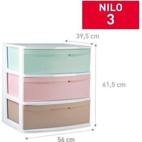 cajonera armario clasificador nilo 3 cajones plasticos 39,5x61,5x56 cms vrm