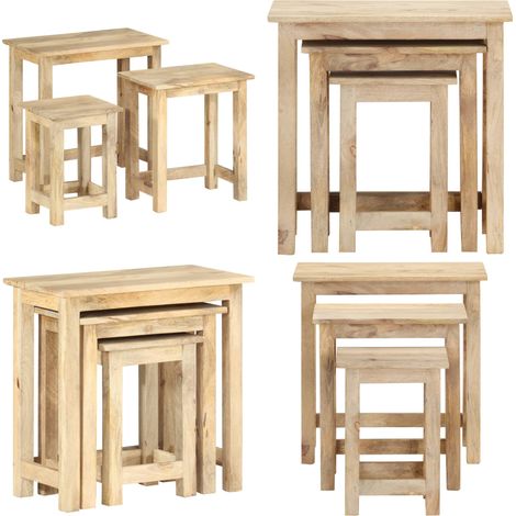 Tables gigognes 3 pcs Bois solide de manguier - Table Basse - Tables D'appoint - Meubles En Bois - Mobilier Vintage - Set De Tables - Home & Living (1/5)