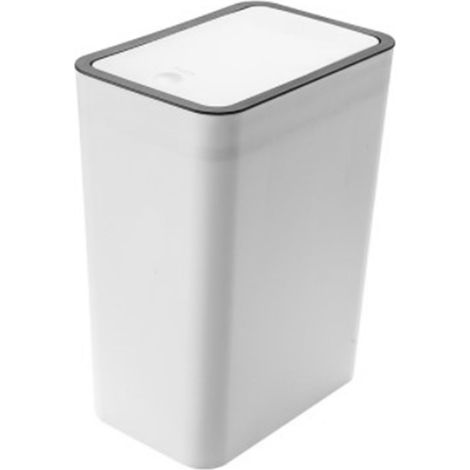 Großer, luftdichter Haushaltsmülleimer, geruchlos, mit Schnappdeckel, aus weißem Kunststoff, ideal für Küche, Wohnzimmer und Badezimmer.