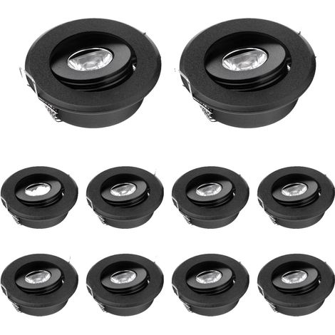 Plafonnier encastré, puissance de 3W, éclairage blanc chaud, 10PCS Noir, 3W 3000K-c (1/2)