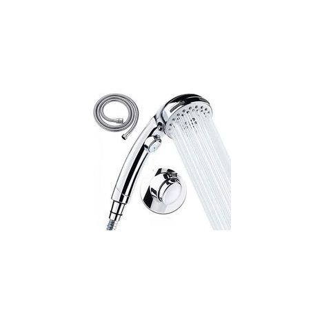 Pomme de douche avec tuyau - 6 types de jet - Douchette avec tuyau de 1,5 m - Économique - Jet fin (1/4)