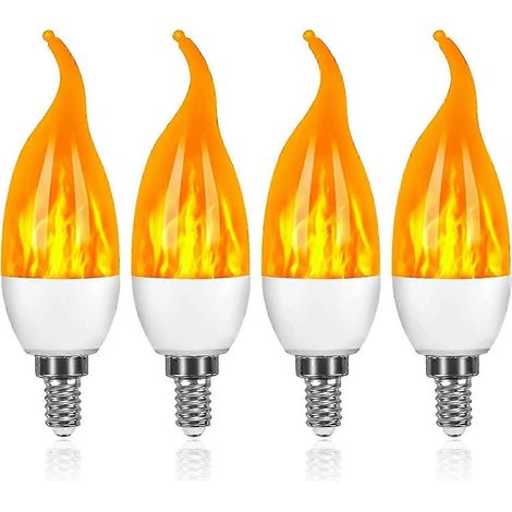 Lot de 4 ampoules LED E14 3W à effet flamme avec 3 modes d'éclairage décoratifs (1/5)