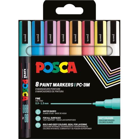 Marqueur Peinture - Lot de 8 - Pointe Fine - Base d'Eau - Multisupport - Couleurs Douces (1/2)