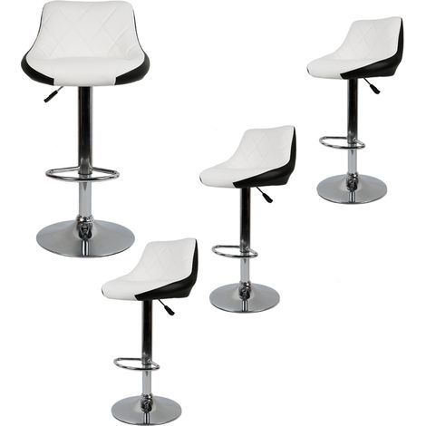 Aqrau 4 Tabouret de bar cuillère noire à dossier blanc (1/4)