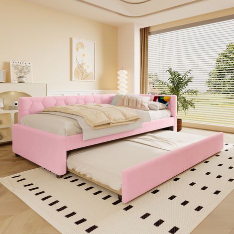 Bett Ausziehbett 90x200 mit USB Typ C Lampe HAVRYA (1/5)