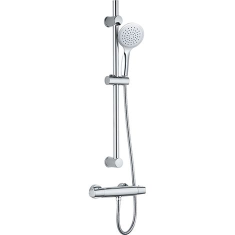 Edouard Rousseau – Colonne de douche thermostatique NANKA – Chromé – Douchette 1 jet pluie avec picots anti-calcaire – Sécurité anti-brûlure 38 °C – Économie d’eau Eco Stop