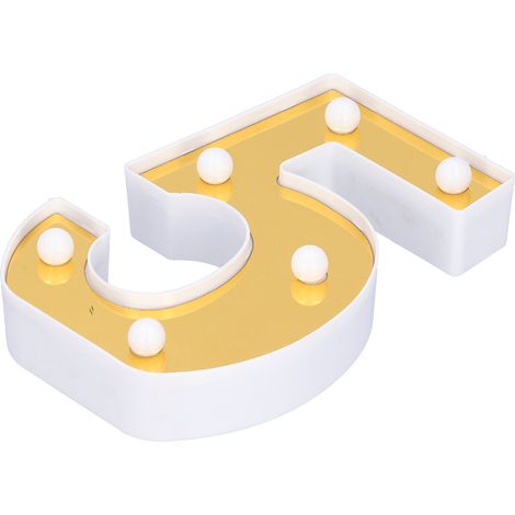 Guirlande lumineuse décorative LED dorée en forme de chiffre 5, idéale pour les demandes en mariage, les fêtes, les anniversaires, les fêtes d'anniversaire et les déclarations d'amour. Le chiffre 5 es (1/5)