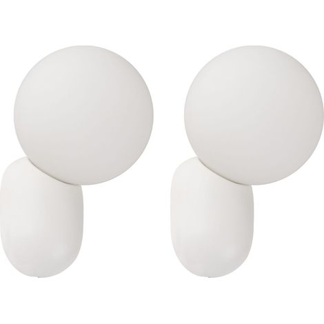 Set di 2 lampade da parete a forma di globo in vetro opalino bianco Helme
