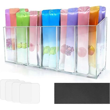Organisateur de sachets de boisson avec séparateur amovible et 6 compartiments, organisateur de sachets d'eau mural avec aimant souple (1/5)