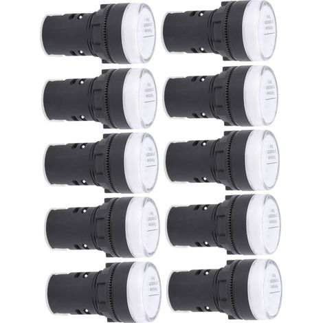 Lot de 10 feux de signalisation LED AD16-22DS, blancs, haute luminosité, accessoire, 220 V CA (1/5)