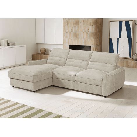 Canapé d'angle convertible avec coffre de rangement en velours (1/5)