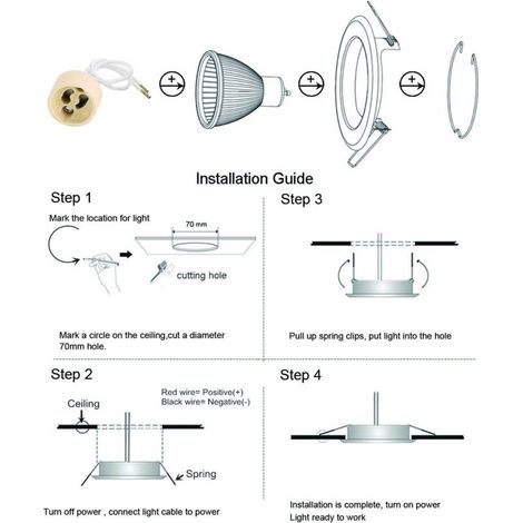 MR16 Einbaustrahler-Set, 10-teilig, Montagerahmen in Metallic-Schwarz mit MR16 Keramikfassung für Lampen, rund, Ø 75 mm, verstellbar 35°, für LED- oder Halogenlampen (1/4)