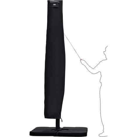Sekey Sonnenschirm-Schutzhülle, Ampelschirm Schutzhülle Abdeckhauben 600D Oxford, Schwarz, 260 cm x 40/70/50 cm