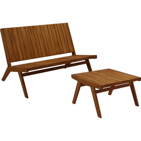 Gartenmöbel Bank 2-Sitzer und Couchtisch aus Massivholz TIDAK